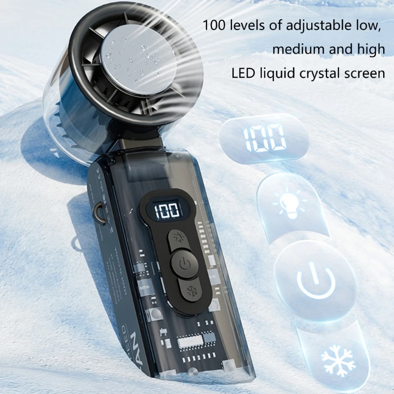 مروحة صغيرة قابلة للطي 190 جرام خفيفة الوزن تتضمن شحن متوافق مع حبل USB C #4