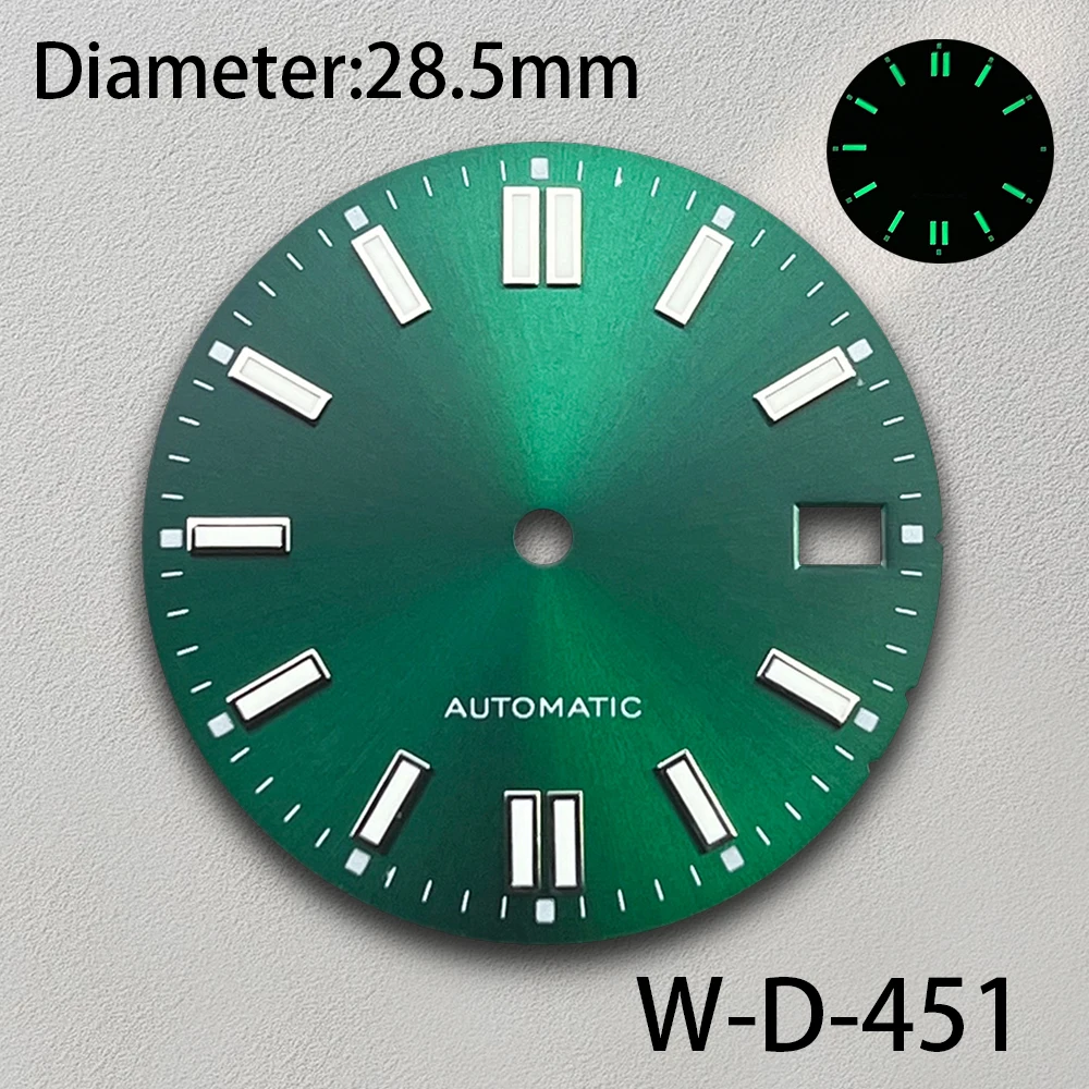 28.5mm S Logo Sunray Dial Fit NH35/NH36/4R/7S Movement Green Luminous High-Quality Watch Modification Accessories 3/3.8/4O'clock