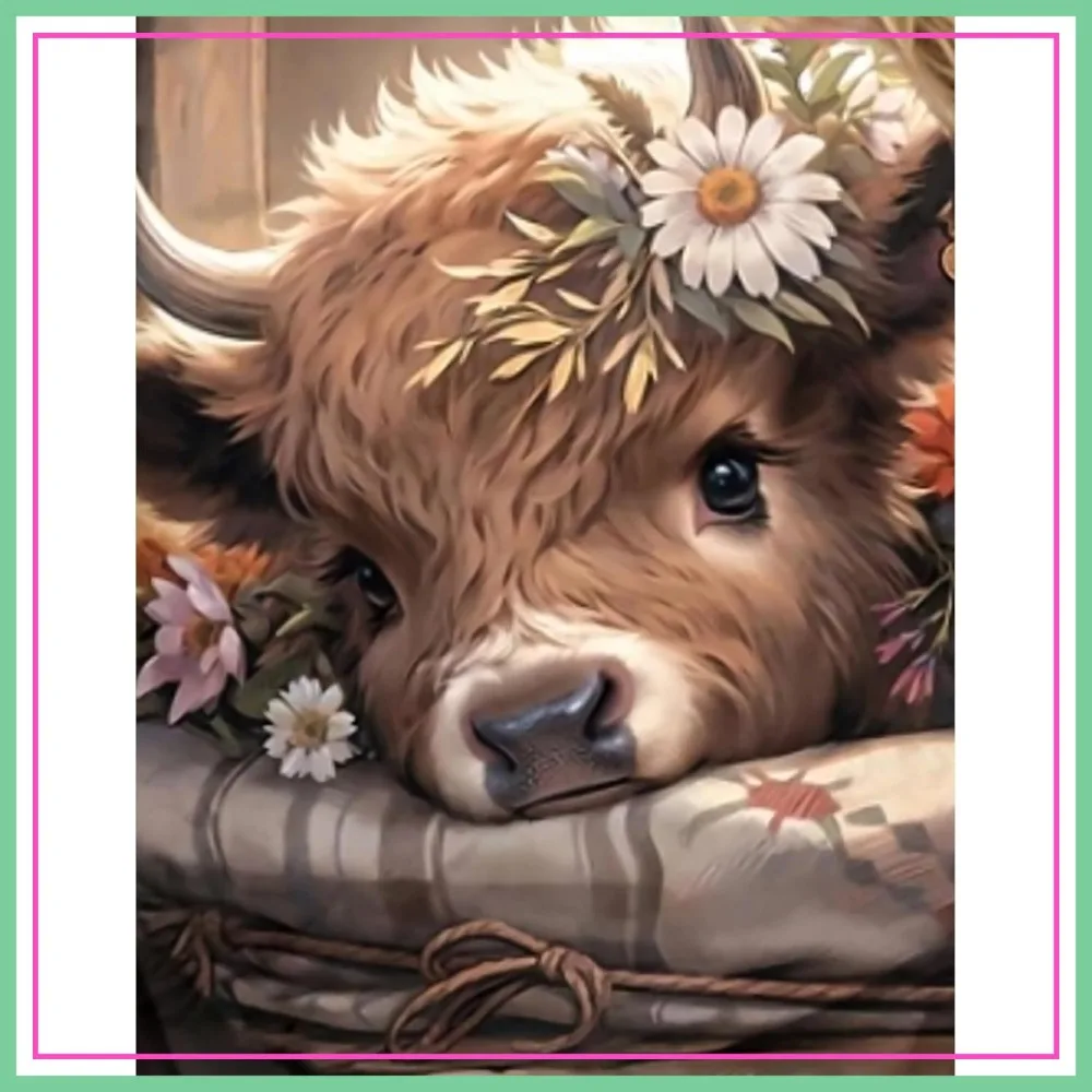 

Highland Cow Diamond Art Kits for Adults, DIY 5D Round Gem Painting, 12x16 Inch Home Wall Decor Gift