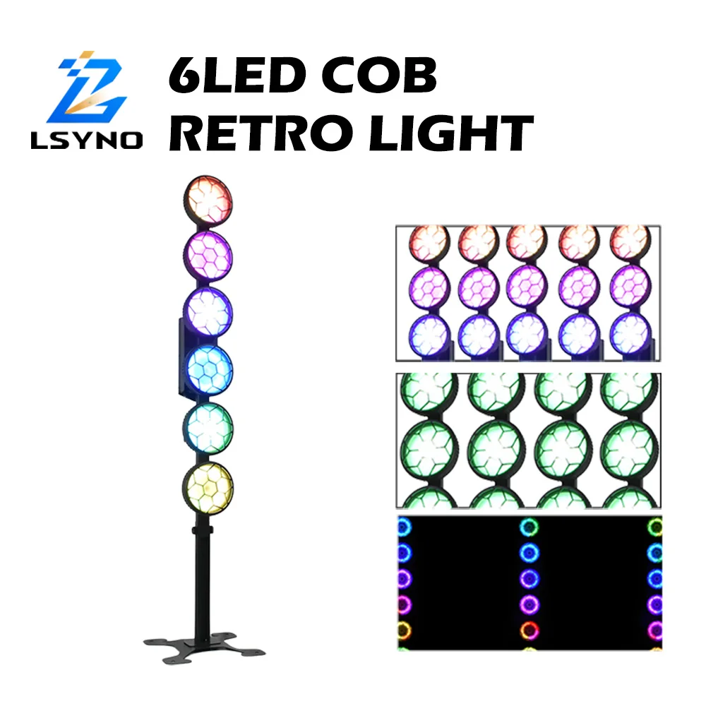 6X50W Stage Retro Lights RGBW 300W DJ Audience Stage Effect Lighting DMX512 COB Blinder Vintage Light For Party Concert Club
