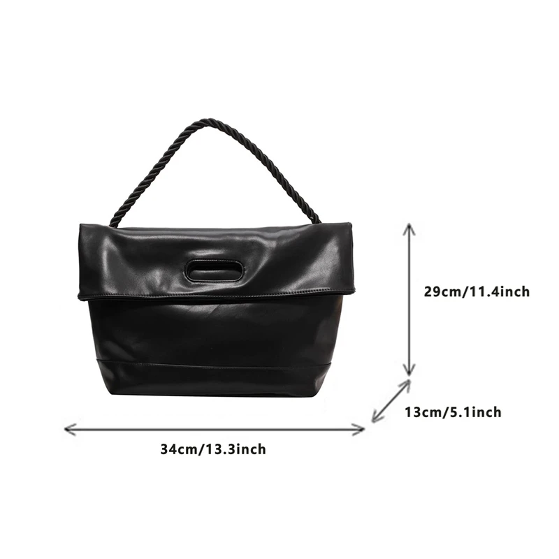 Women Large Capacity Handbag Fashion Snap Button Closure PU Tote Bag for Work Daily Shopping Travel