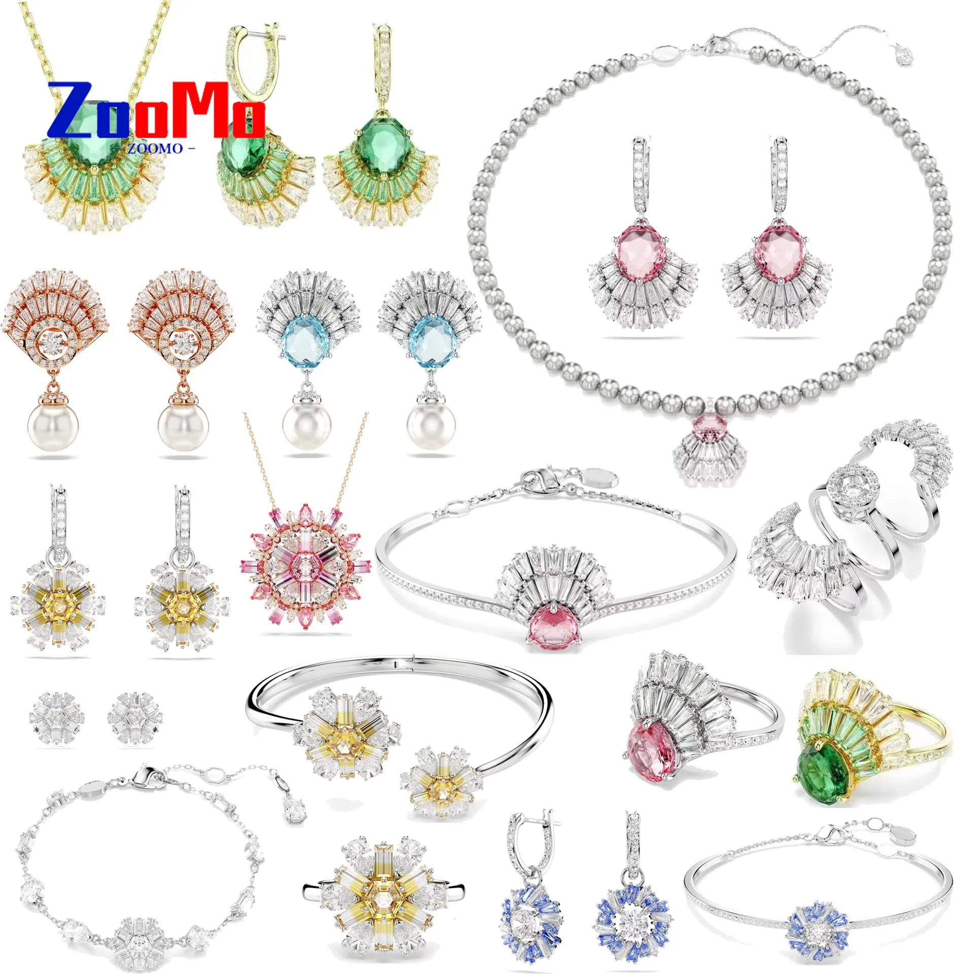 Originele schelp ketting luxe fijne bruiloft sieraden set bedels bloemen ketting oorbellen armband sieraden voor vrouwen - afbeelding 2
