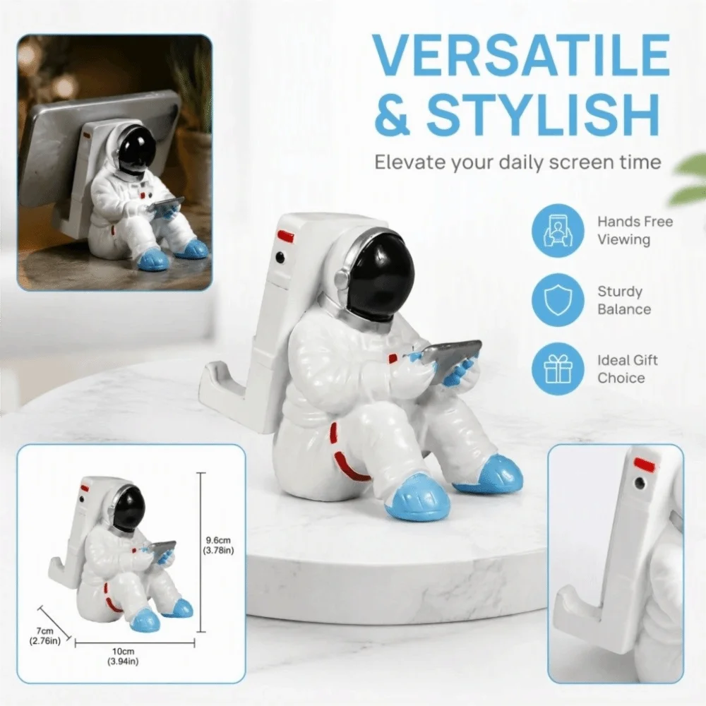 Funny Resin Astronaut Phone Holder White Unique Design Cell Phone Holder Secure Support 2 Size Desk Phone Holder Home Office