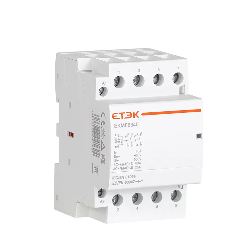 Modular Contactor Automatic 2P 4P 230V 380V Single-phase Three-phase 25A 40A 63A 2NO 2NC 4NO Din Rail EKMF