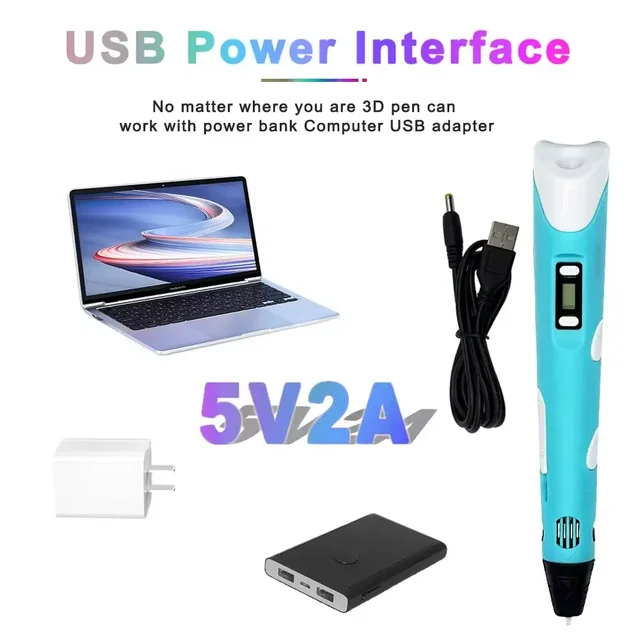 Electronic 3D Printing Pen 25MPLA Long Thread Children's 3D Graffiti Drawing Tool Drawing Smart Toy DIY Christmas Birthday Gift 6 Electronic 3D Printing Pen 25MPLA Long Thread Children's 3D Graffiti Drawing Tool Drawing Smart Toy DIY Christmas Birthday Gift 6