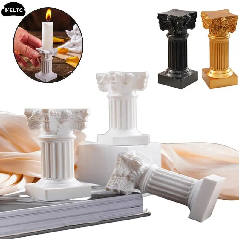 1PC Roman Pillar Greek Column Statue Pedestal Candlestick Stand Figurine Sculpture Indoor Home Dinning Room Garden Scenery Decor