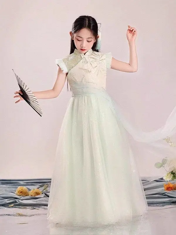 

Традиционный китайский костюм для выступлений на гучжэне в стиле принцессы, женский, модный, ретро, для игры на фортепиано, весна-осень, новая модель