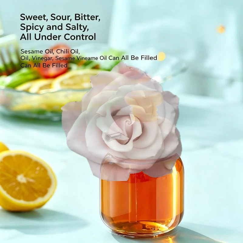 Popular Glass Oil Dispenser Leak Proof Quantitative Press Nozzle Reusable Food Safe for Home Baking Salad Making BBQ