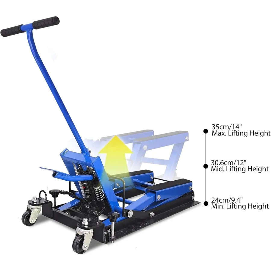 رافعة رفع هيدروليكية للدراجات النارية بسعة 1500 رطل للاستخدام المرآب والورش طاولة رفع مقصية ATV محمولة مع 4 عجلات لـ