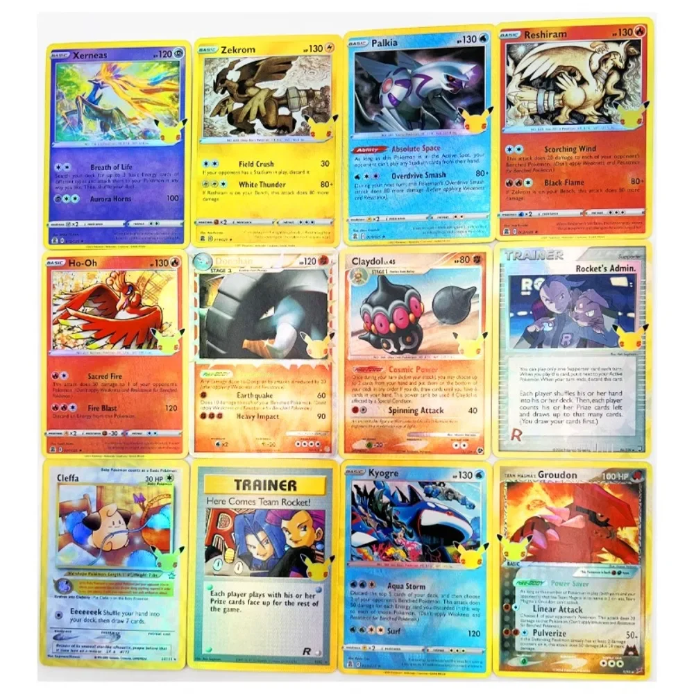 Wersja angielska 25. rocznica PTCG DIY Pokemon Pikachu Charizard 50 sztuk Anime gra peryferyjna karta kolekcjonerska prezent świąteczny