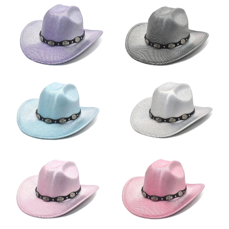 Vacation Cowboy Hat Shining Glitters Gleaming for Club Carnivals