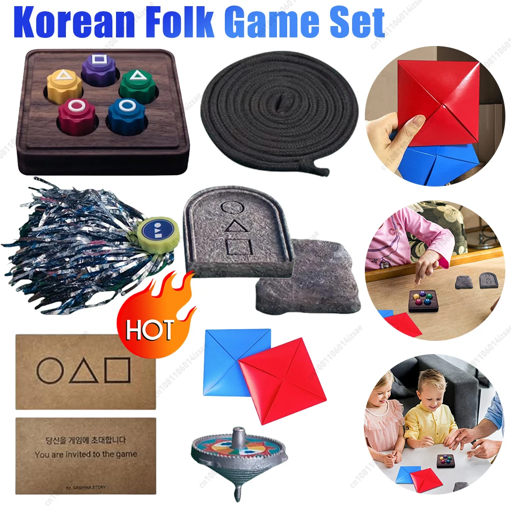 

1 Set Korean Folk Game Set Gonggi Game Jebi Chagi Biseokchigi Paeng-y DDAKJI Korean Traditional Play Game Fun Stress Relief Toy