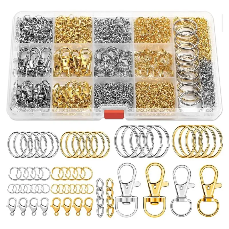 

FIZP Keychain Making Kit, Keychain Craft Supplies Including Key Chain Hooks, Lobster Clasps, Key Rings And Jump Rings For Key