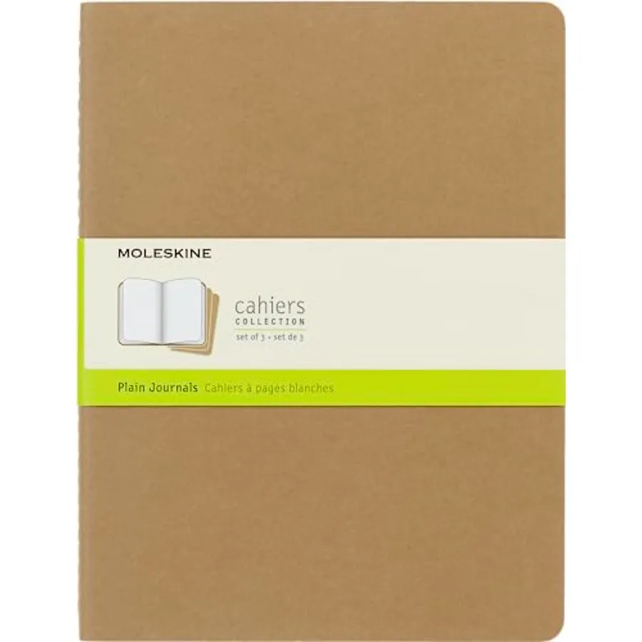 

Cahier Journal, Soft Cover, XL 7.5" x 9.75" Plain/Blank, Kraft Brown, 120 Pages (Set of 3)