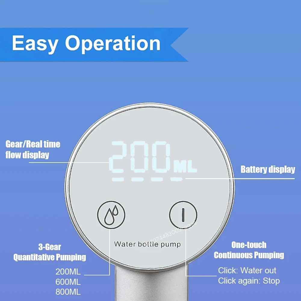 Electric Water Gallon Bottle Pump LED Display Rechargeable Automatic Water Dispenser Pump Foldable Desktop Water Bottle Pump image 3