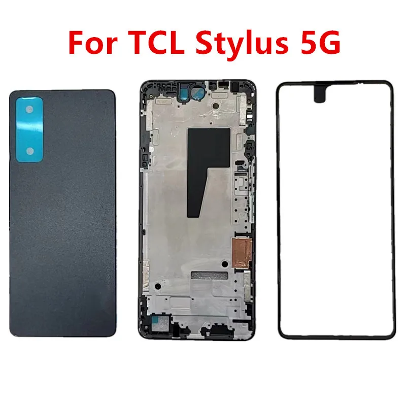 

Корпус T779W для TCL Stylus 5G 6,81 дюйма, задняя крышка аккумулятора, средняя рамка, Ремонт передней двери телефона, Замена задней прозрачной фотовспышки с логотипом