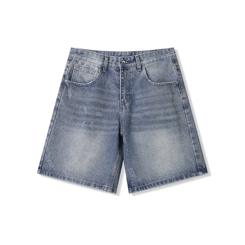 

Mens Shorts Denim Shorts Distressed Retro Light Blue Relaxed Fit Hole Jean Pants Baggy Summer Men Street Style Cotton Cotton