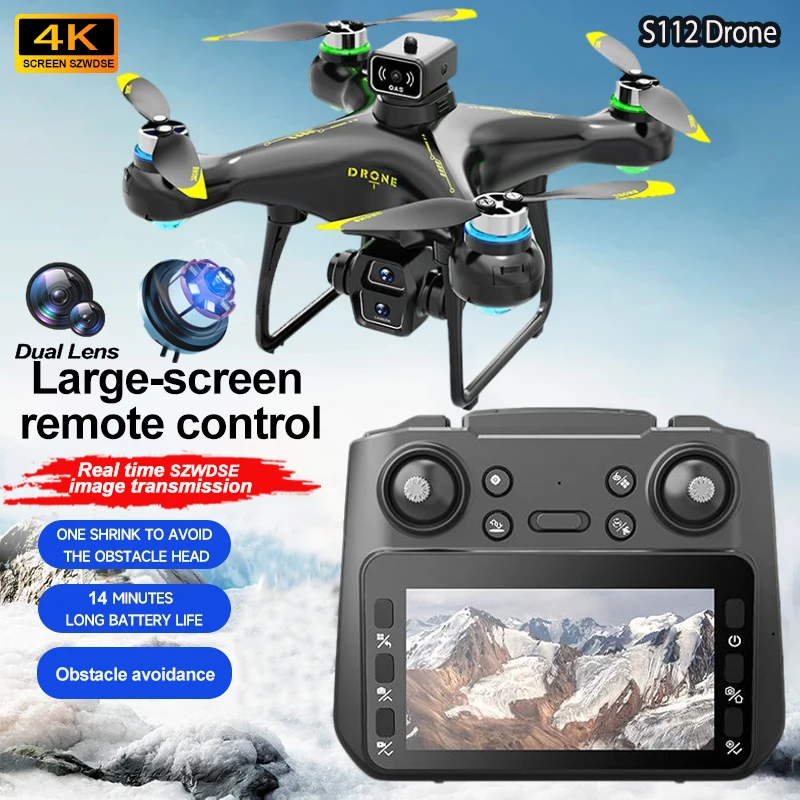 

New S112 Professional Drone 4K Camera Brushless motor WIFI Obstacle Avoidance With Screen FPV Optical flow positioning RC Drones