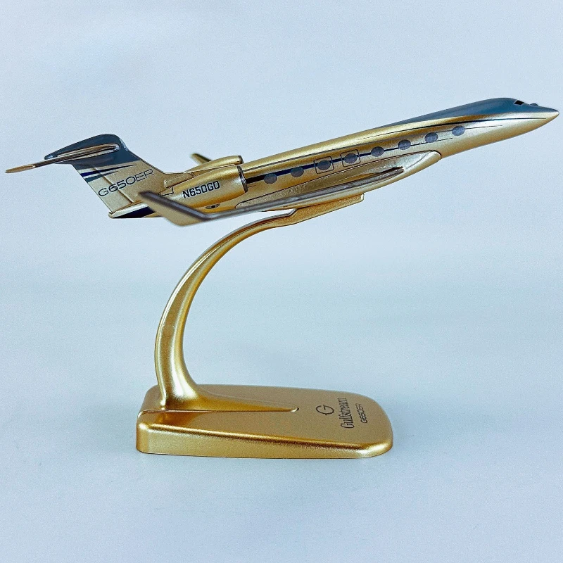 Modèle d'avion en alliage de zinc massif Gulfstream G650ER de 16 cm avec base de présentation, cadeau d'aviation de collection pour les passionnés