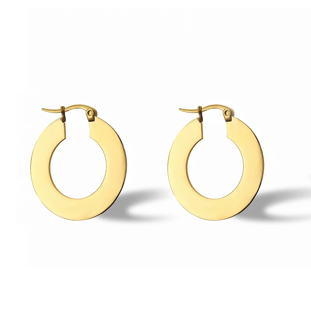 NEWBUY Simple Design Geometric Shape Hoop Earrings For Women Gold Color Stainless Steel Earring Femme Bijoux