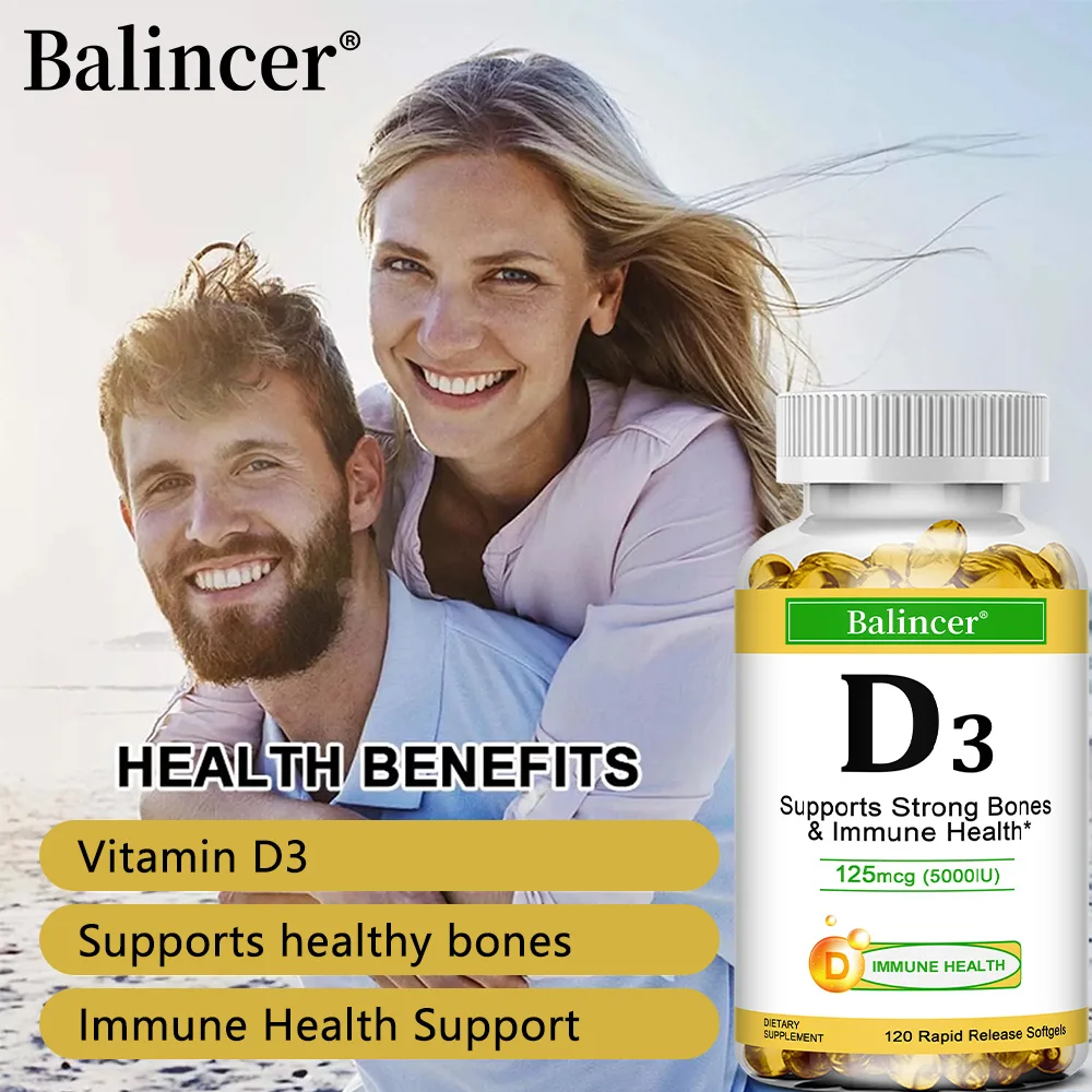 

Vitamin D3 5000 IU Softgels, Rapid Release, Immune Support, Vitamin D Supplements
