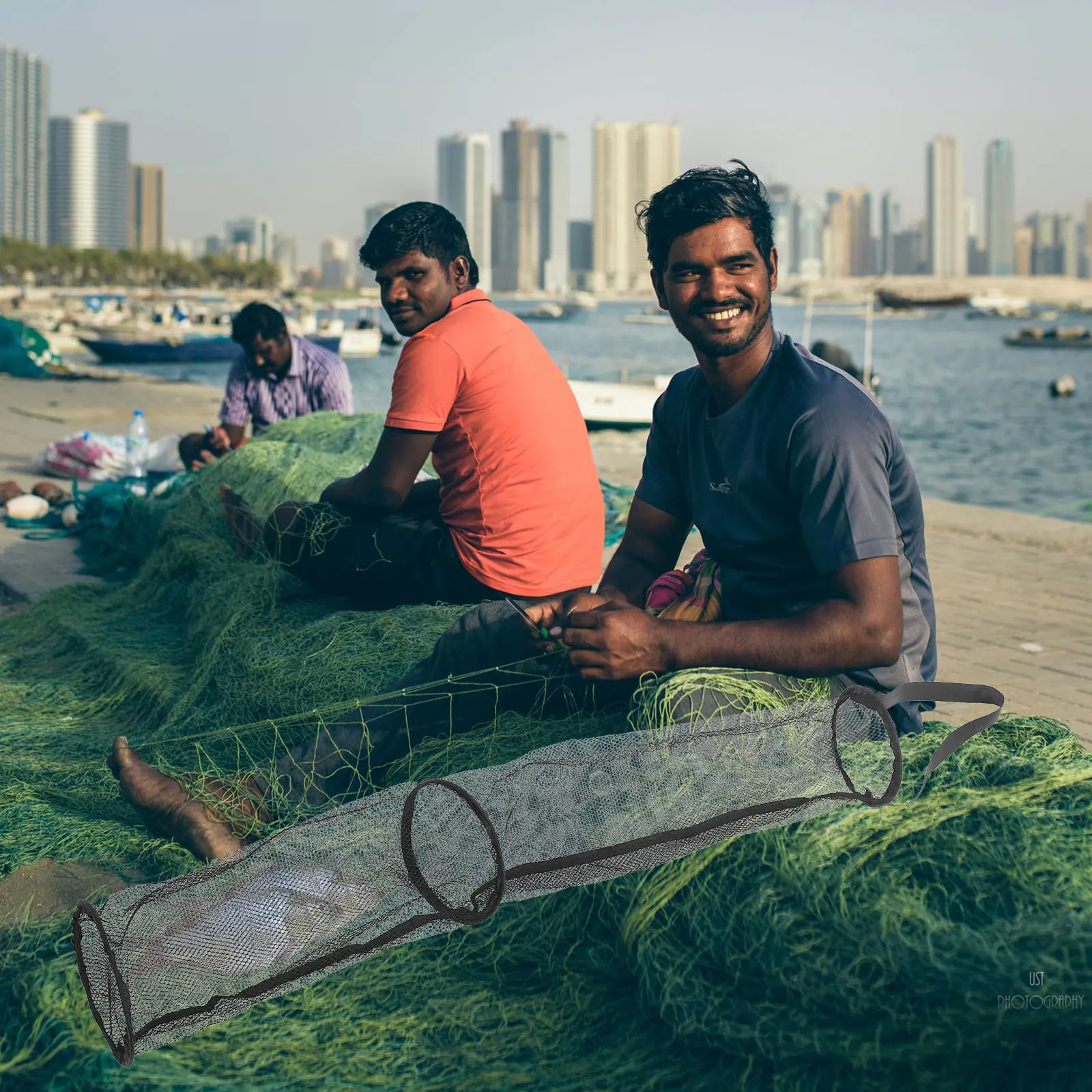 

Foldable Fishing Net Live Bait Bucket Nylon Mesh Netting Durable Waterproof Portable Fish Storage Net Live Bait Bucket