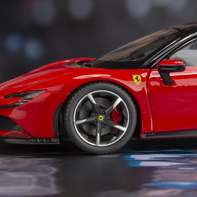 Bburago 1:24 Ferrari SF90 Stradale 합금 스포츠카 정적 다이캐스트 차량, 소장용 모델 장난감, 다이캐스트 Voiture 선물