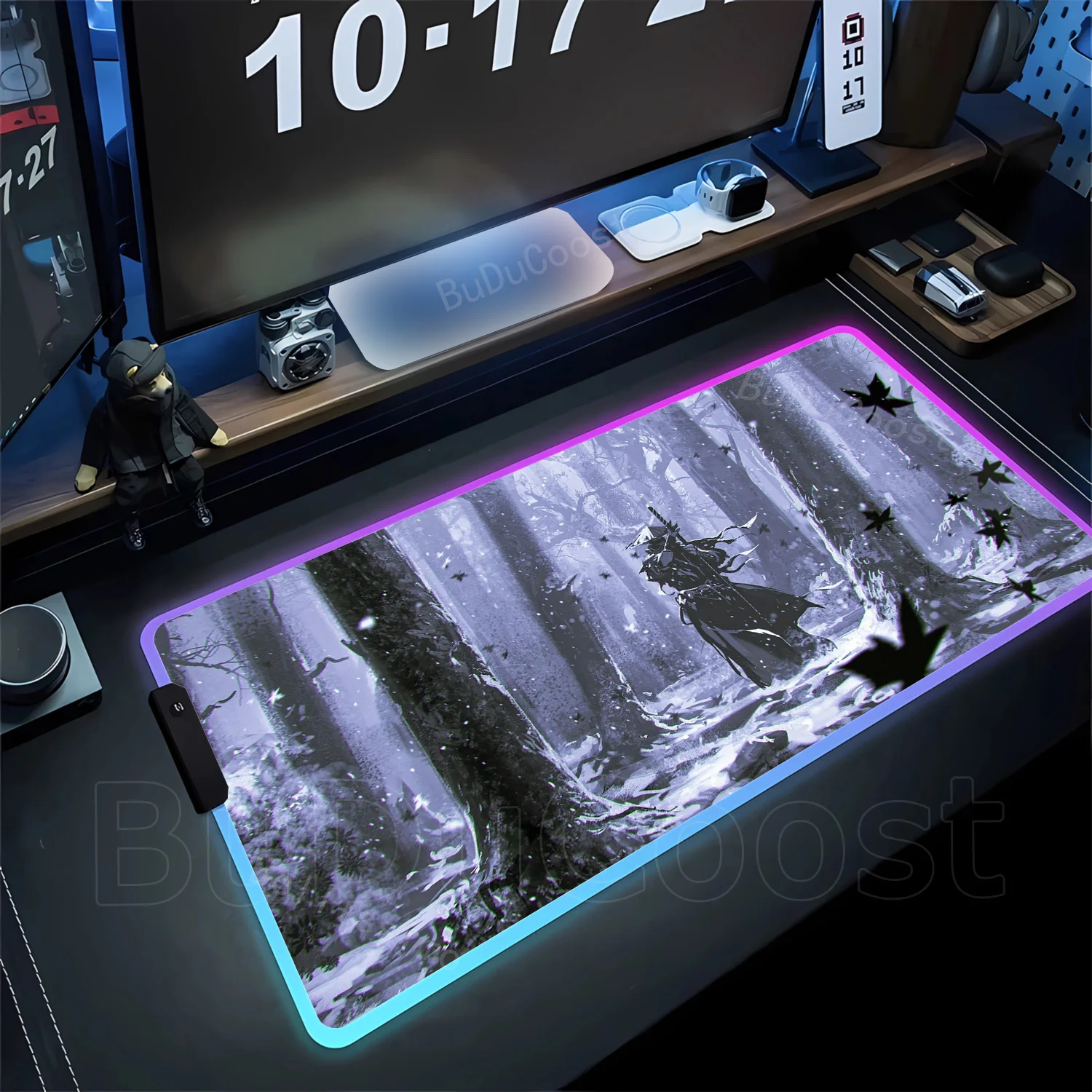 RGB HD Mouse Pad Gamer Japanese Samurai Mousepad XXL MousePads Office Non-Slip Soft Laptop Mice Pad XL Large Computer Home