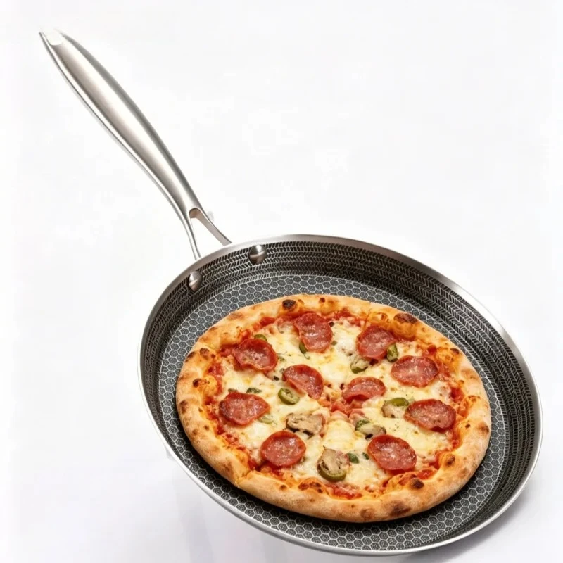 JUSTINLAU Multi Functional Household Circular Baking Plate Honeycomb Barbecue Stainless Steel Non Stick Frying and Roasting Pan