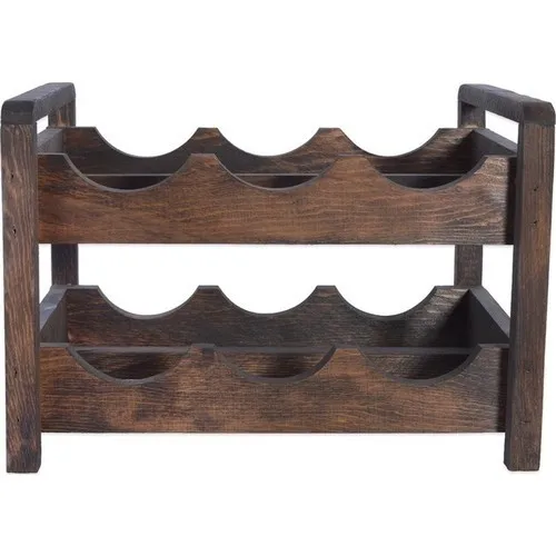 W & S Woody Sharky Zwei-Geschichte Holz Wein Rack