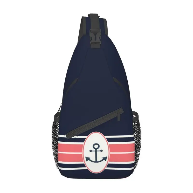 Mochila de hombro con diseño de ancla Marina Náutica para hombre, bolso cruzado en el pecho, informal, de marinero, para senderismo