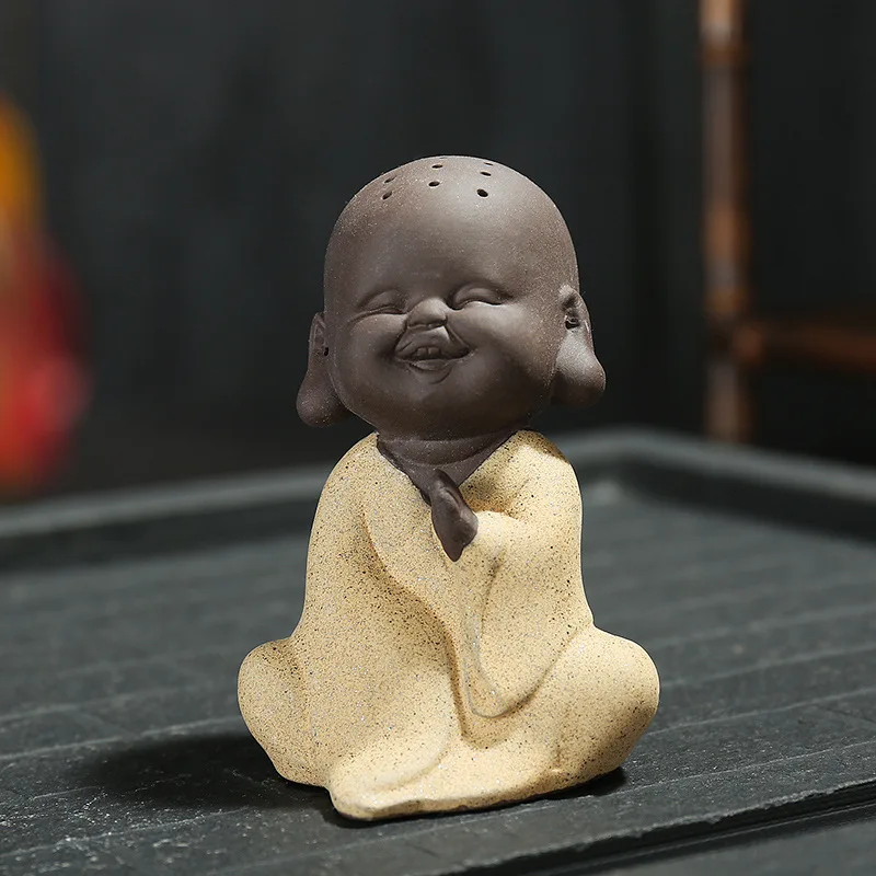 Buddha statue monk decor  India Yoga Mandala tea pet purple ceramic crafts decorative ceramic ornaments monk