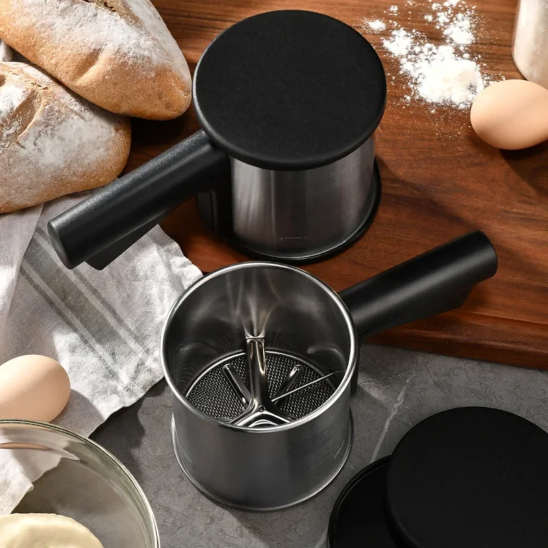 Stainless steel Semi-Automatic Flour Sifter With Hand Press Design Flour Sieve Non-stick Baking Tools Kitchen Gadgets Accessorie