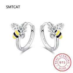 Baby Princess 925 Silver Insect Ear Buckles Cute Honey Bee Hoop Earring For Girl Woman Beautiful Aros Huggies Earring Jewelry