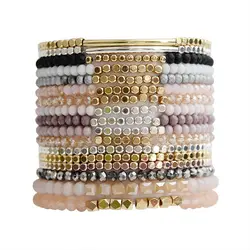 18cm 1 Strand Bohemian Crystal Bracelets Multicolor Acrylic Copper Beads Bangles Golden Color Jewelry For Women Free Shipping