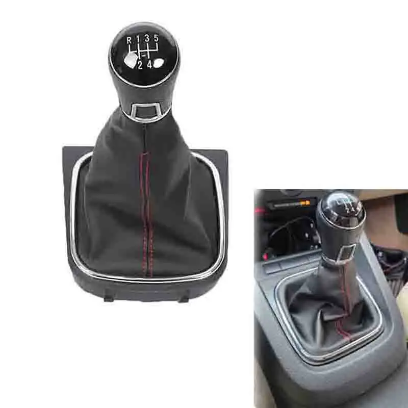 5/6 Speed Gear Shifter Knob Lever Shifter Gaitor Boot PU Leather Fit For VW Golf/Rabbit/Jetta MK5 2004 2005 2006 2007 2008 2009