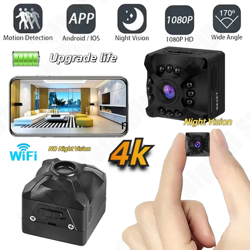 كاميرا 4K FullHD Mini X5 مع نقطة اتصال واي فاي مراقبة عن بعد بطارية قابلة للشحن كشف الحركة كاميرا الحماية الأمنية 2025