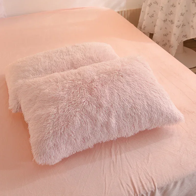 Luxury Pink Bedding Set Winter Warm Plush Duvet Cover Set King Queen Size High Quality Fur Comforter Cover Bed Linen Pillowcase