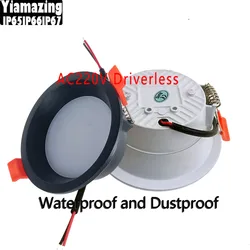 Outdoor Waterproof  IP65 IP66 IP67 220V Kitchen Anti Glare LED Downlight Changeable 3 Color 7w 9W 12W 15W 18W Spot Ceiling Light