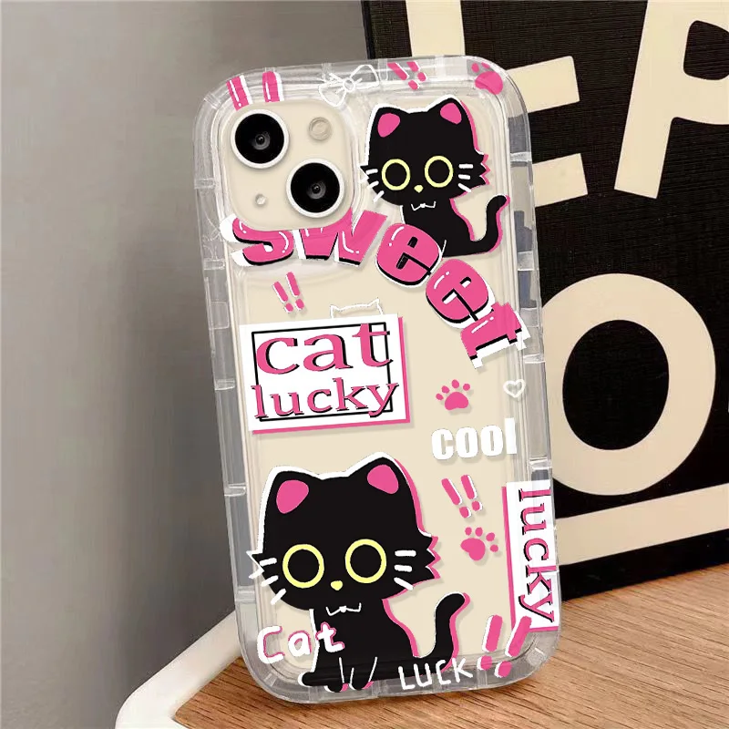 

S24 Ultra Case For Samsung S23 S22 Plus S21 S20 FE A55 5G A54 A53 A52 A51 A34 A33 A32 A24 A23 A13 A14 Cute Cat Soft Back Cover