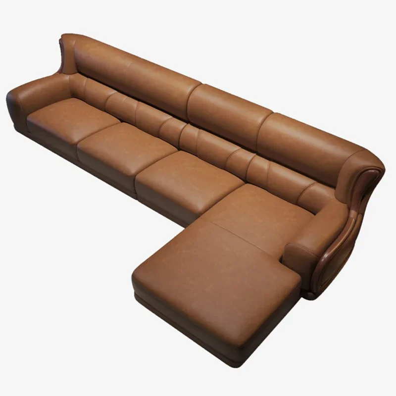 Nordic leather sofa, first layer cowhide size apartment type, modern and simple living room corner