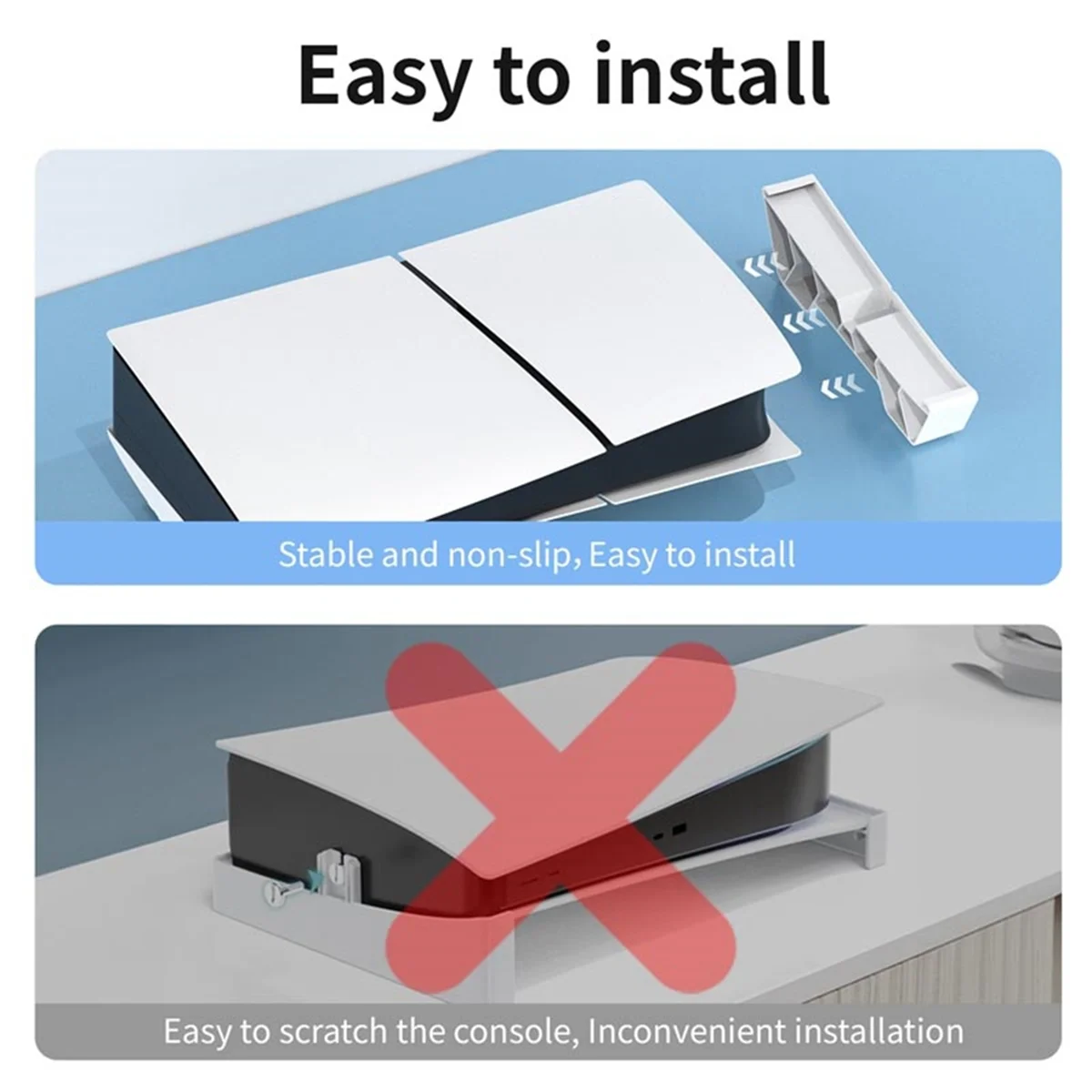

Horizontal Stand for PS5 Slim Console, Base Stand for PS5 Slim Disc & Digital Editions Game Console Dock Mount Holder-ABRJ