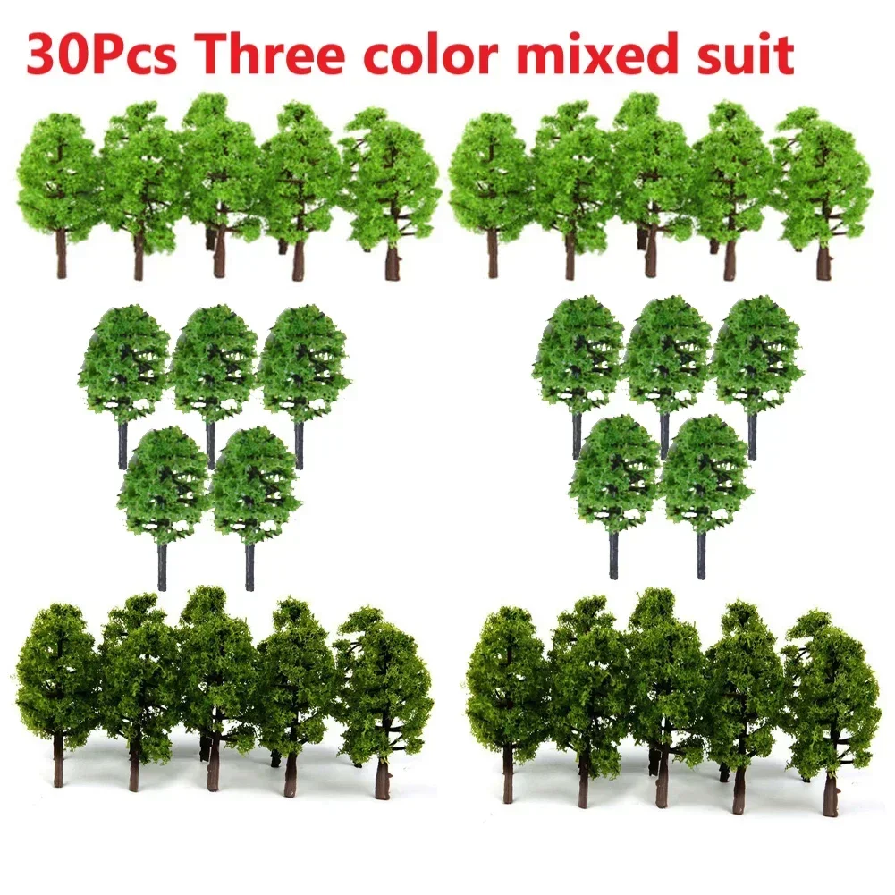 30PCS Train Railroad 3.5cm Artificial Model Trees Mixed Set Ornament Miniature Landscape Park Scenery Decoration