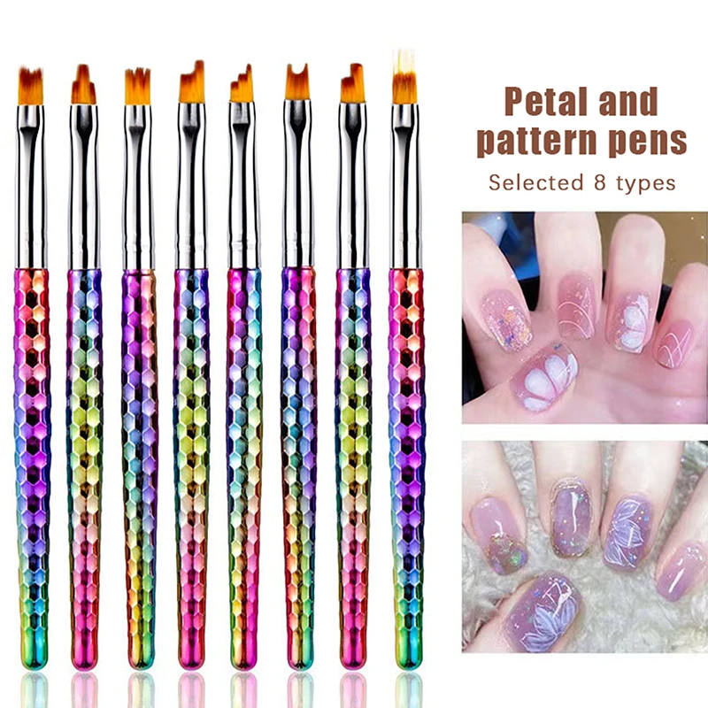 8Pcs Nail Brush Set Gradient Drawing Pen Flower Paint Acrylic Tools Brushes For Manicure UV Gel Polish