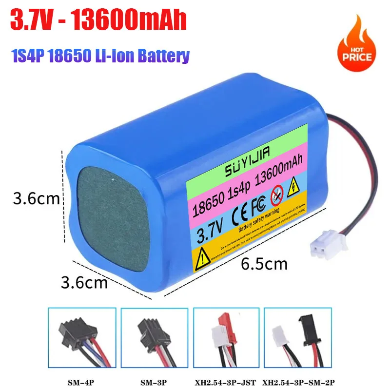 

1S4P 3,7 В-4,2 В 13600 мАч 18650 литий-ионный аккумулятор для рыбалки, светодиодный светильник, Bluetooth-динамик, аварийное резервное освещение, вилка XH2.54-2P