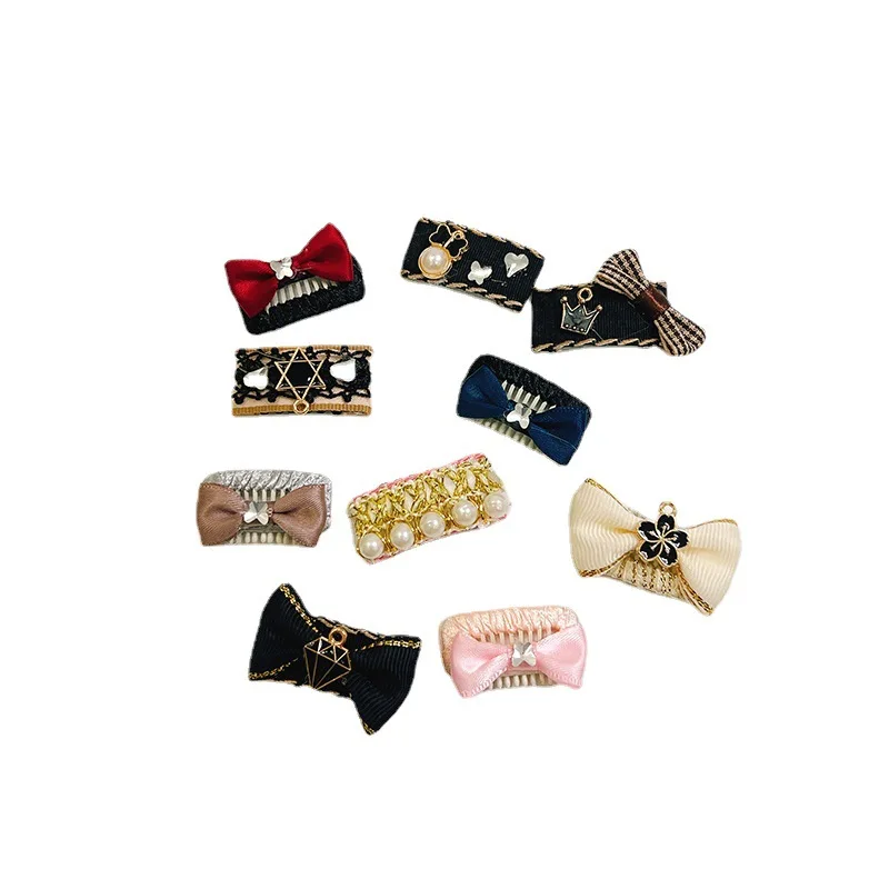 New Ins Pet Hair Clip with Black Bow Cat Dog Hair Clip Pet Headwear Cat Teddy Grooming Dog Supplies Yorkshire Accessories