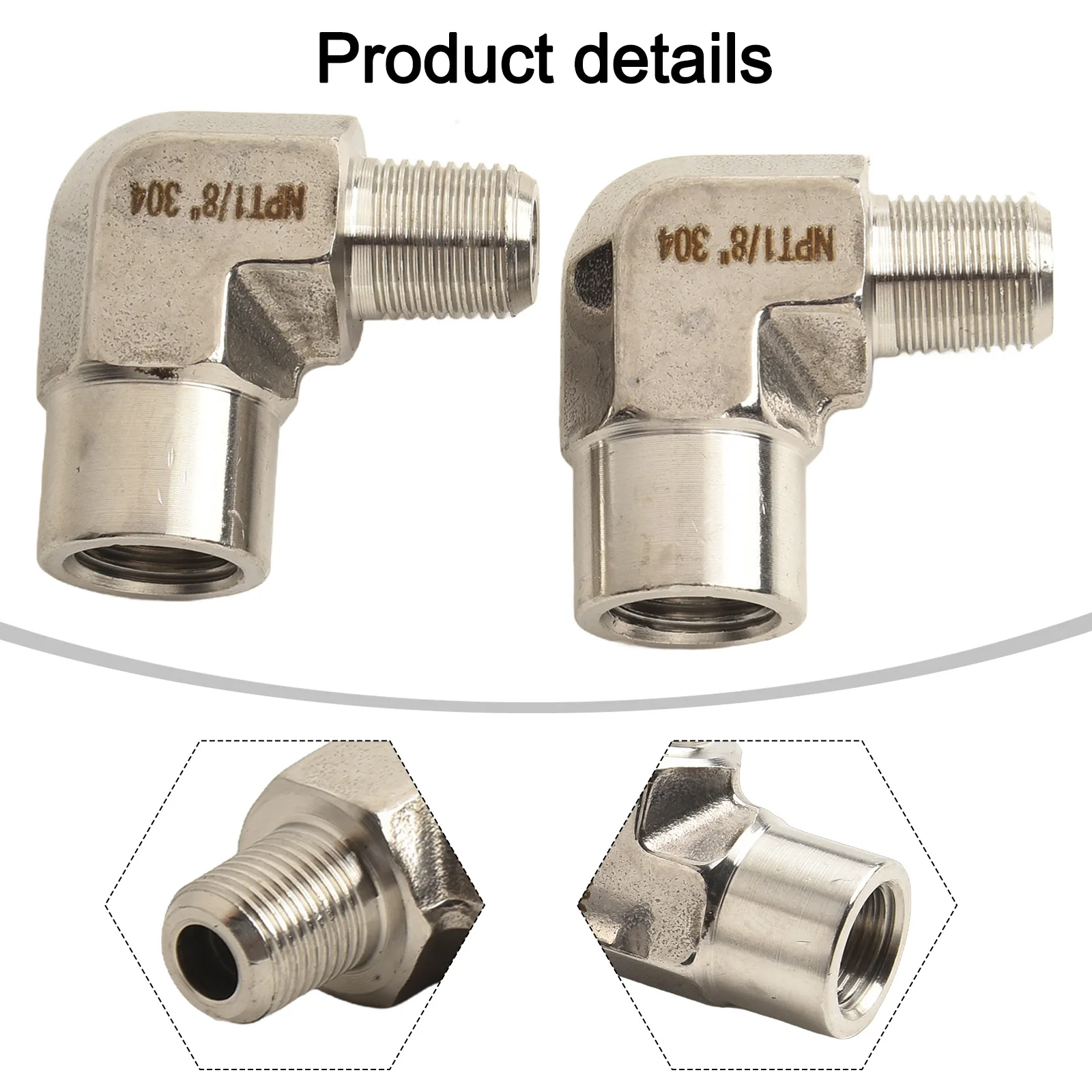 For Industrial Applications 1/8 NPT Adapter Forged Stainless Steel Elbow 2800 PSI Maximum Pressure Forged 304 Stainless Steel