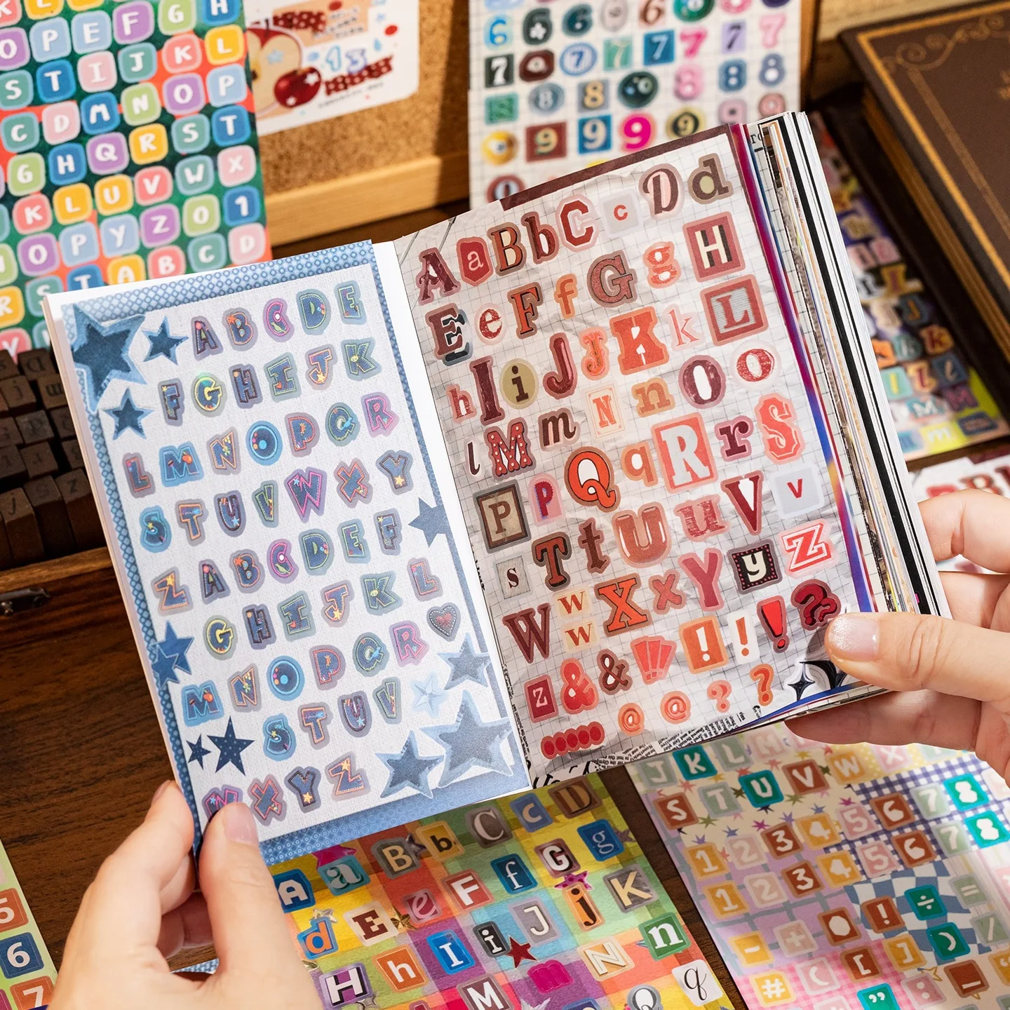 30pcs/set Cartoon Stickers Book Letters Numbers Patterns Sticker Book Diy Handmade Scrapbook Aesthetic Stationery Office Supplie