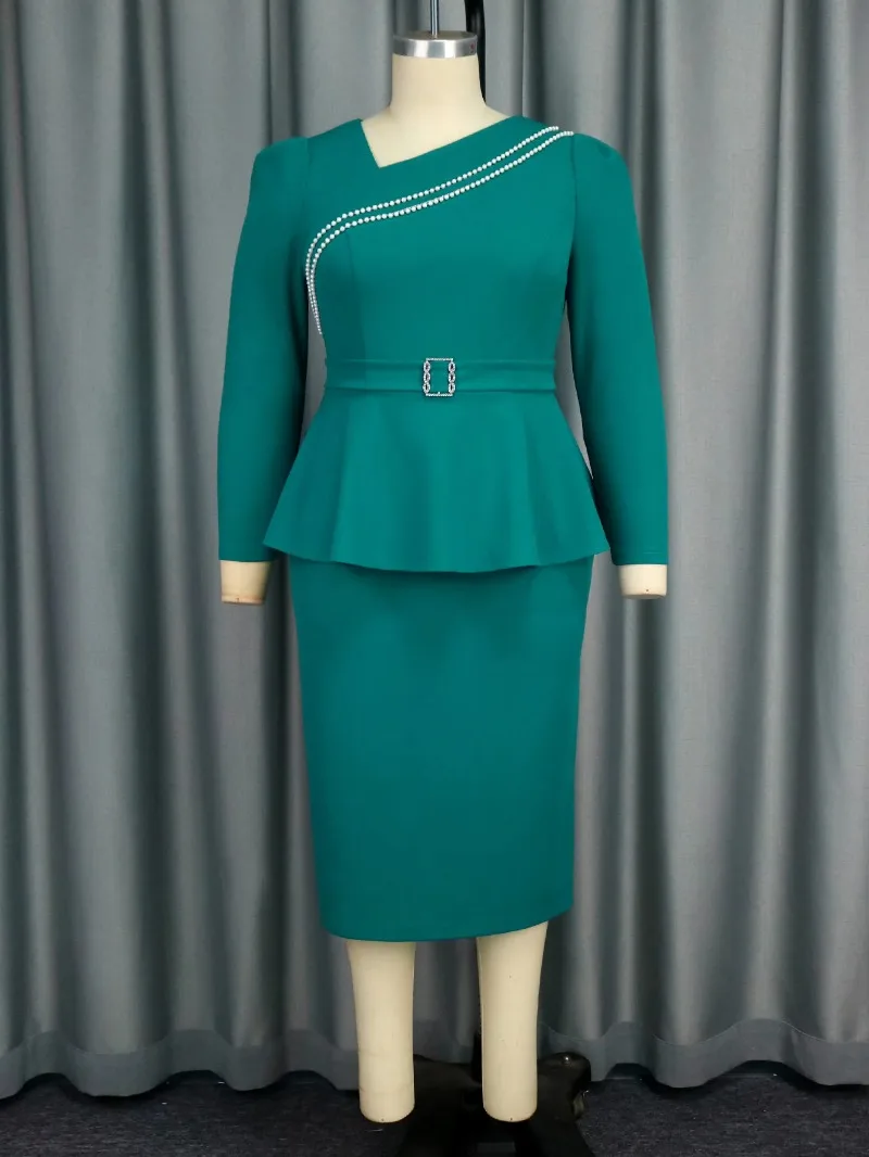 

L-4XL плюс размер Дашики африканские вечерние платья для женщин осенние африканские облегающие платья миди из полиэстера с длинными рукавами наряды