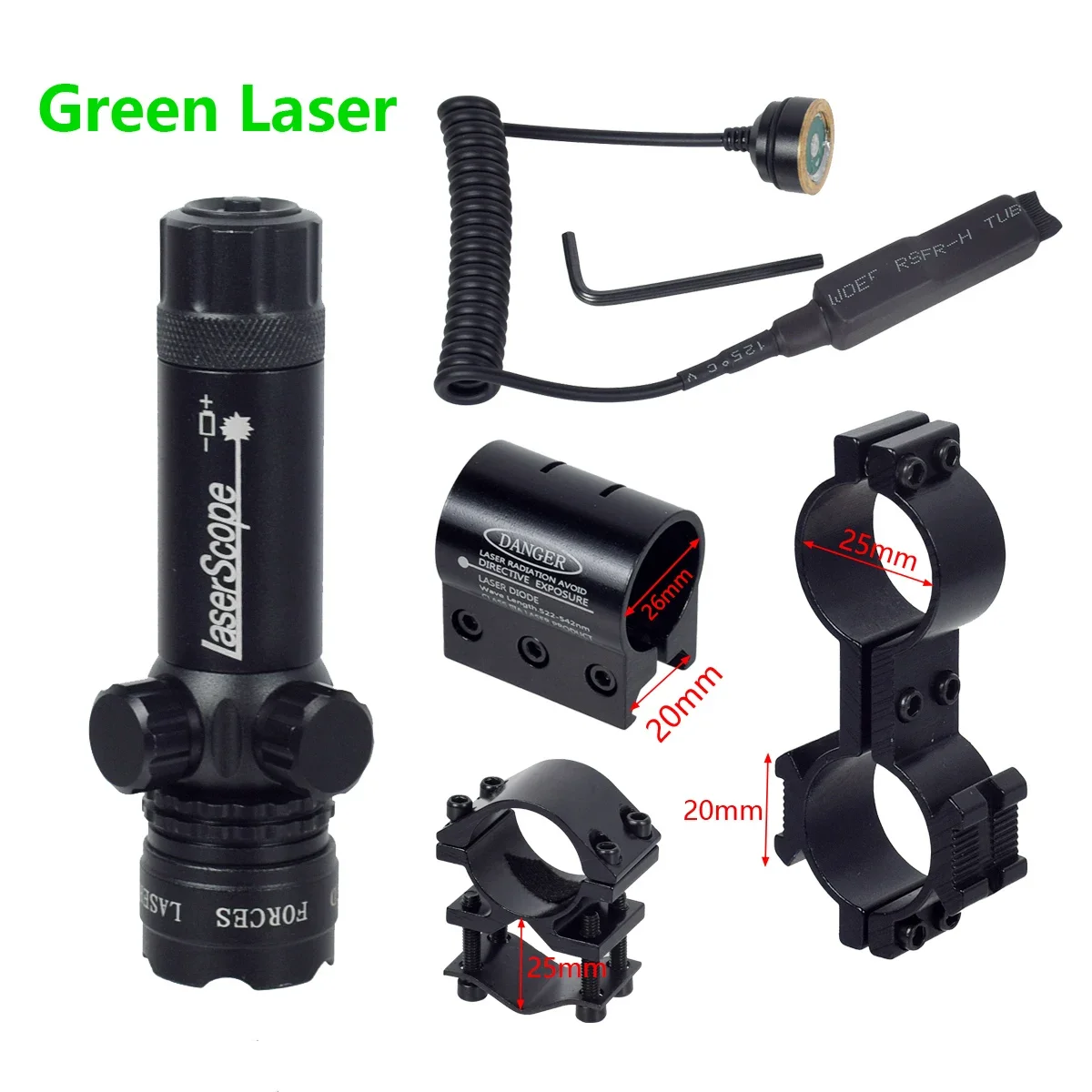 

Tactical Laser Pointer Pen Red Green Laser Sight Scope Airsoft Hunting Optics with 20mm Mount And Remote Tail Switch